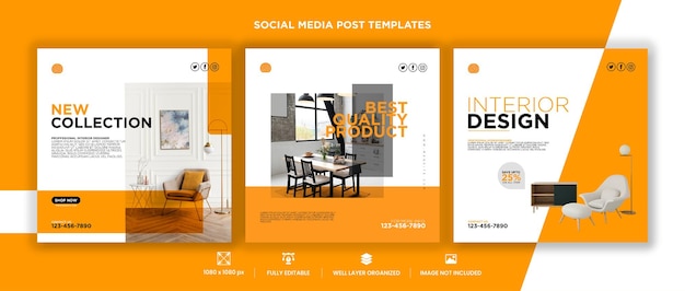 Furniture minimalist social media post template collection