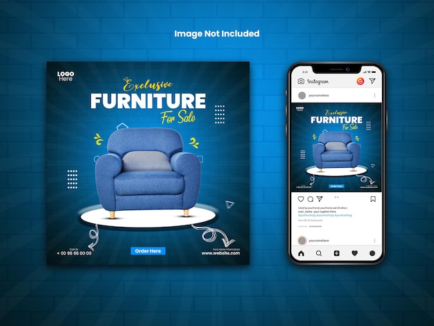 Мебельный пост дизайн и веб-баннер в социальных сетях