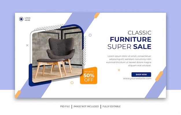 PSD furniture sale banner design template