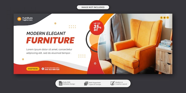 Furniture sale facebook cover, banner template