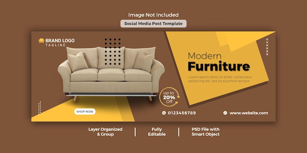 PSD шаблон фото обложки facebook для продажи мебели