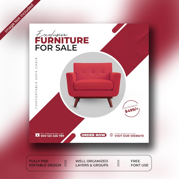 Furniture Sale Instagram Post and Social Media Template Design