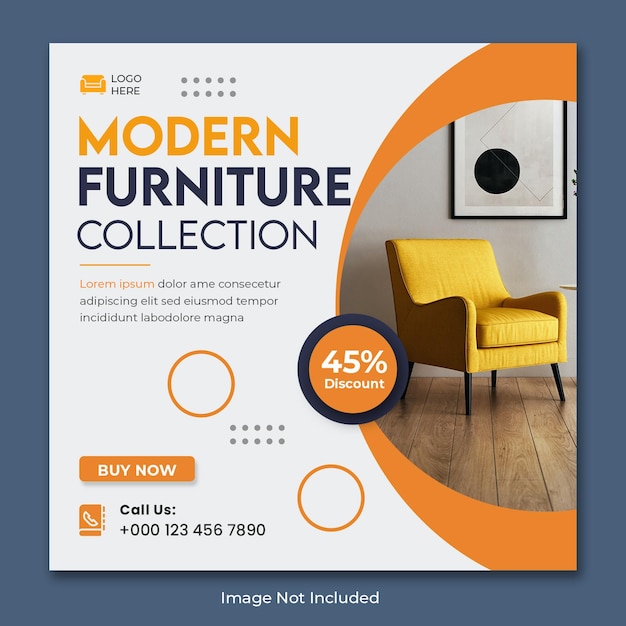 Furniture sale instagram post and social media template Free Psd