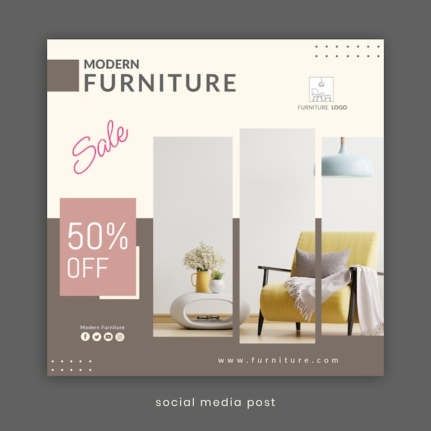 furniture sale instagram post and social media template