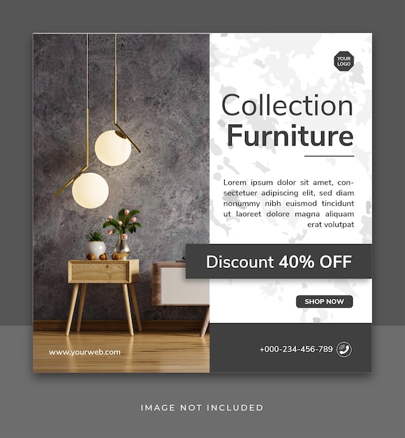 Furniture sale instagram post and social media template