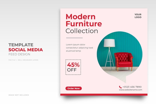 PSD furniture sale instagram post and social media template