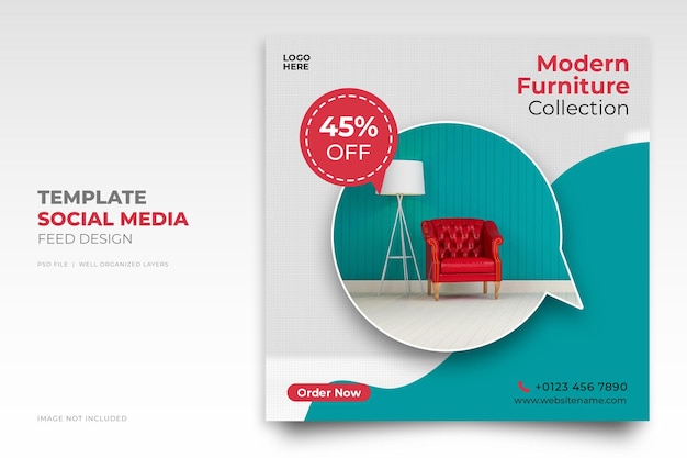 PSD furniture sale instagram post and social media template