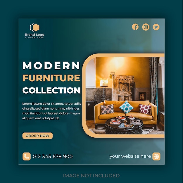 PSD post di vendita di mobili su instagram e modello di social media