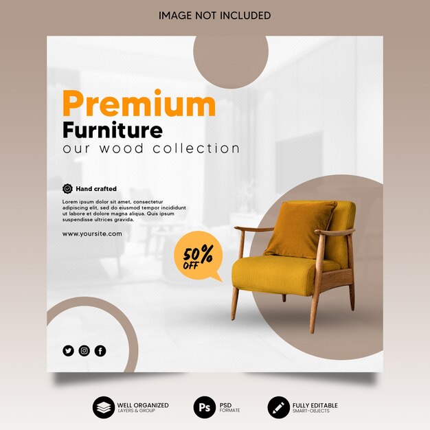 PSD furniture sale instagram post and social media template