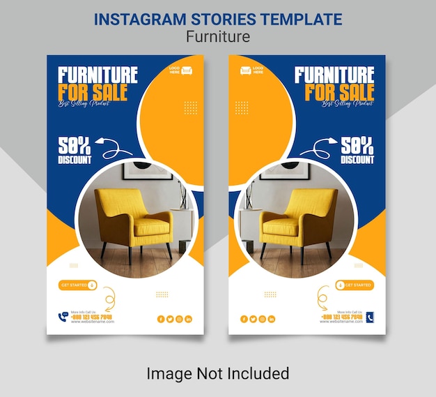 PSD furniture sale instagram stories template design.