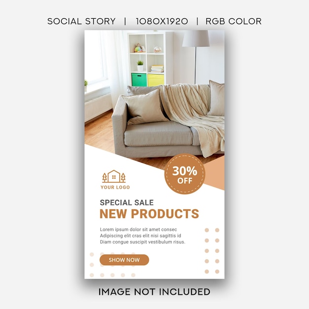 PSD furniture sale promo social story template