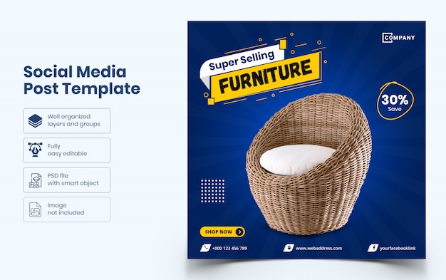 PSD furniture sale social media banner template