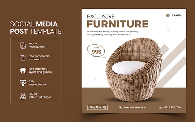 Furniture sale social media banner template