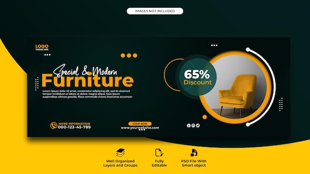 PSD Продажа мебели в социальных сетях обложка веб-баннера
