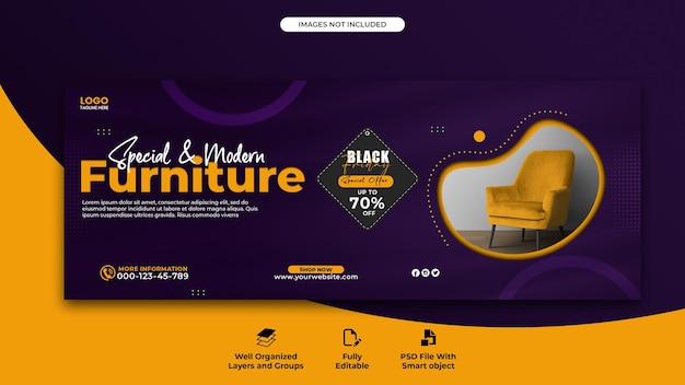 PSD furniture sale social media cover web banner template