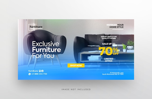 Furniture sale social media facebook post or web banner template