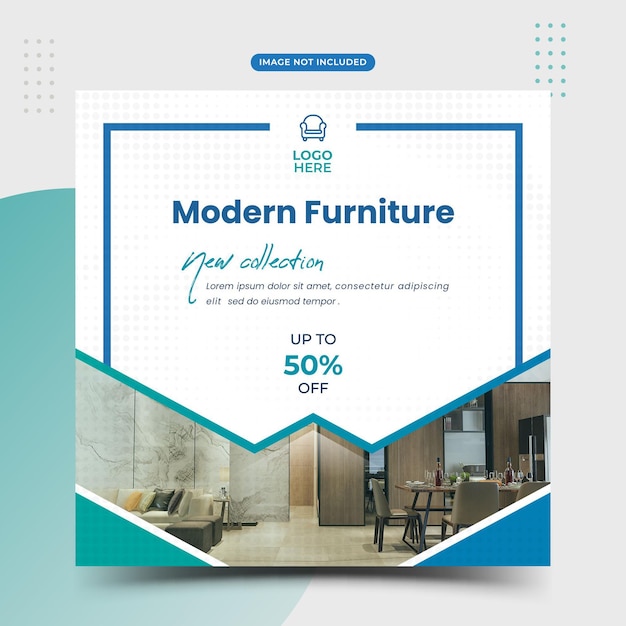 Furniture sale social media and instagram post template banner interior design home square flyer