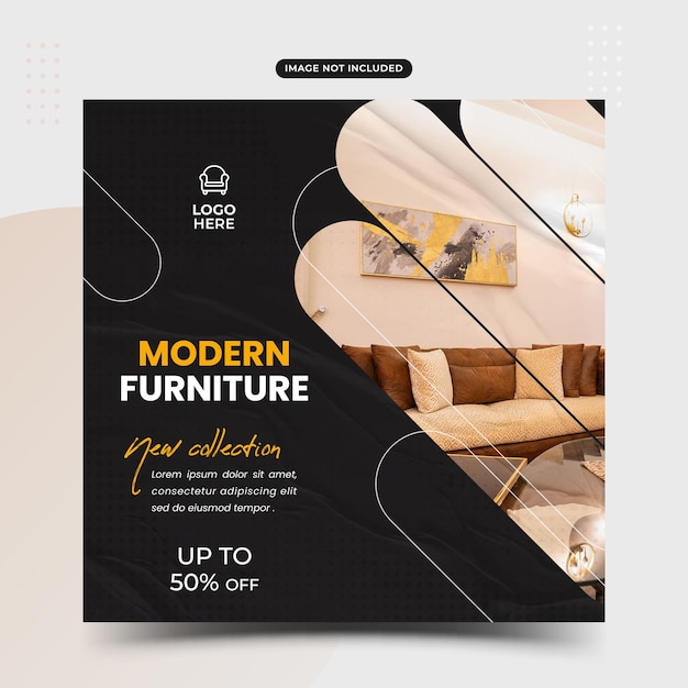 Furniture sale social media and instagram post template banner interior design home square flyer