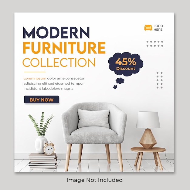 Furniture sale social media and instagram post template premium Psd