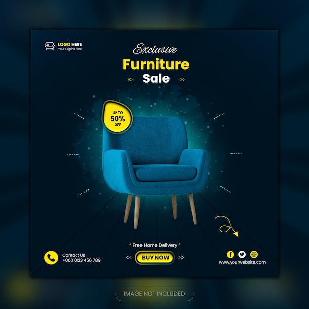 PSD furniture sale social media post banner design template