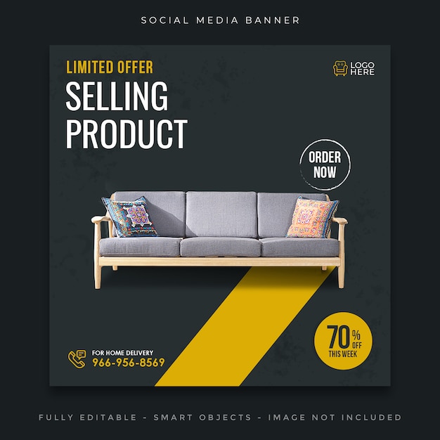 PSD furniture sale social media post or banner