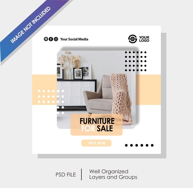 furniture sale social media post template for the furniture company