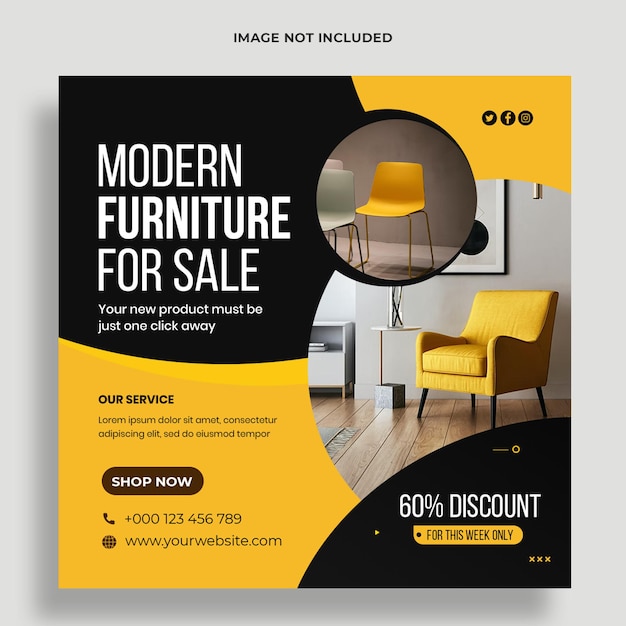 Furniture sale social media post template Premium Psd