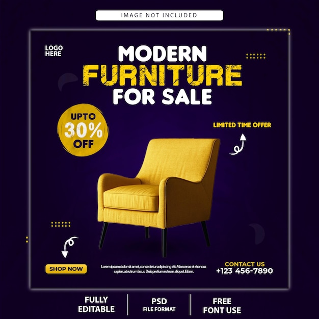 Furniture sale social media post and template