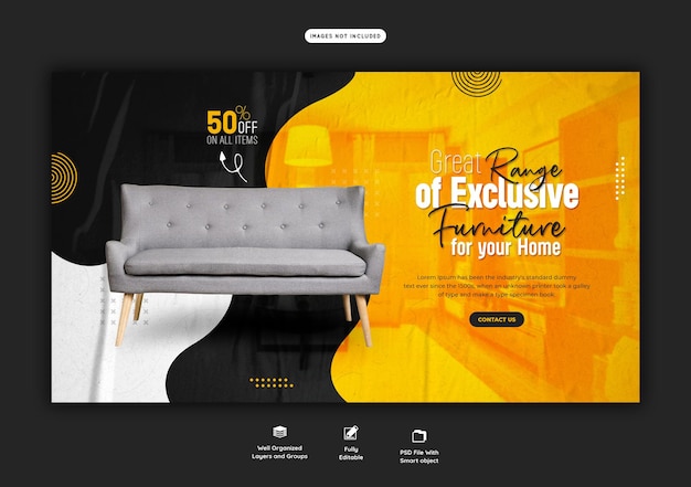 Furniture sale web banner template