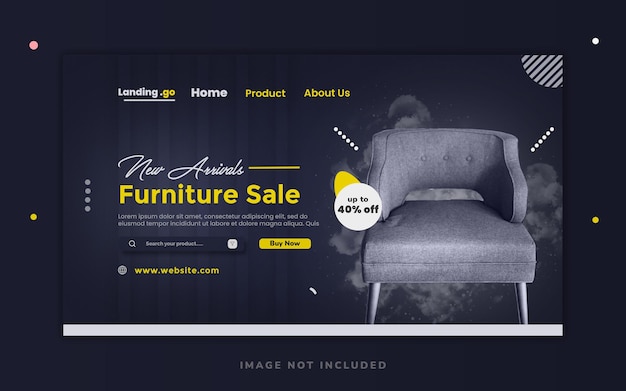 Furniture sale web landing page template design