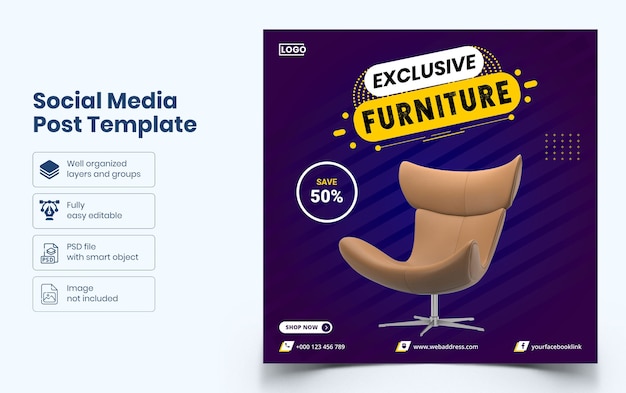 PSD furniture social media banner template