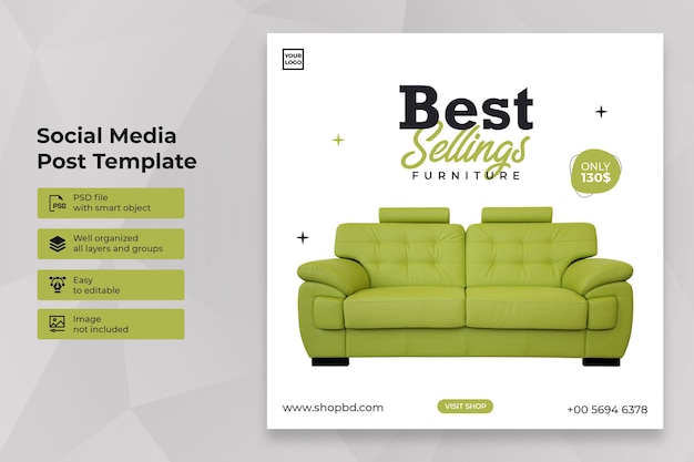 Furniture social media instagram post template design