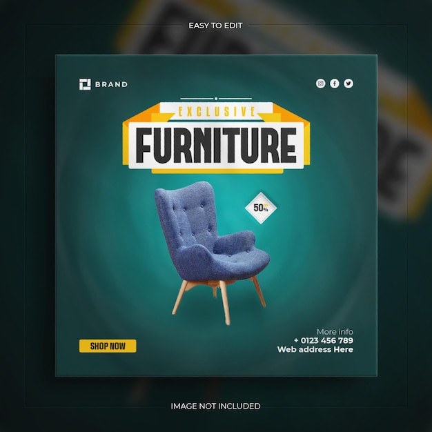 Furniture social media instagram post template design