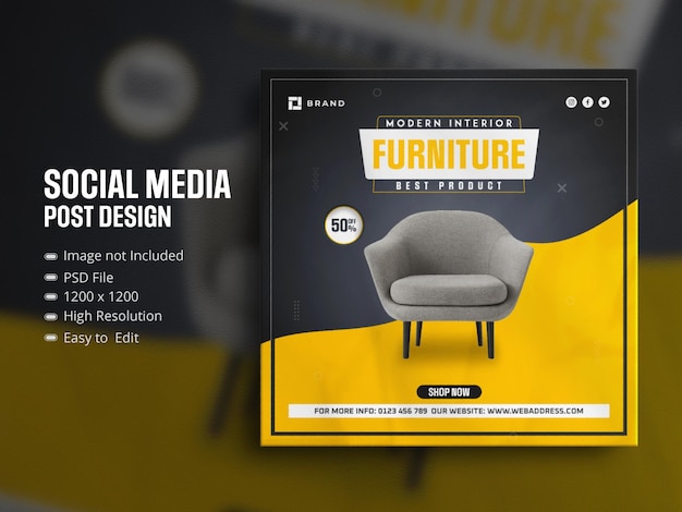PSD Мебель в социальных сетях instagram пост шаблон дизайна