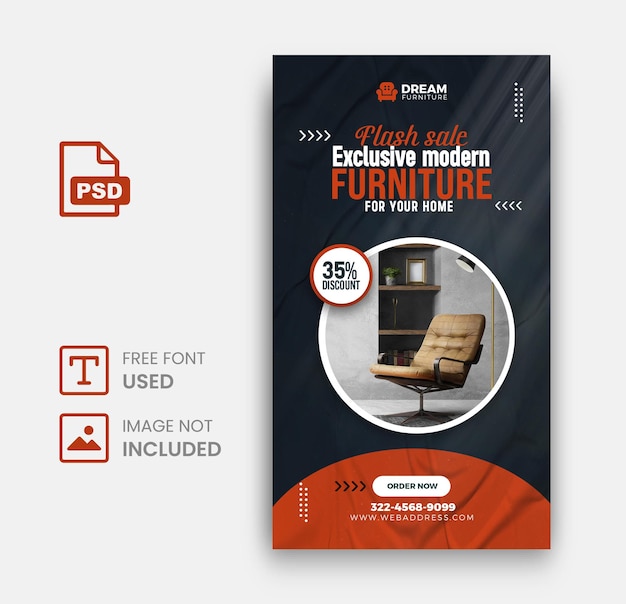 Furniture social media instagram post template premium psd