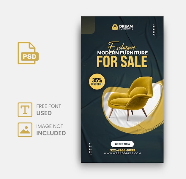 PSD furniture social media instagram post template premium psd