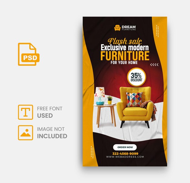 Furniture social media instagram post template premium psd