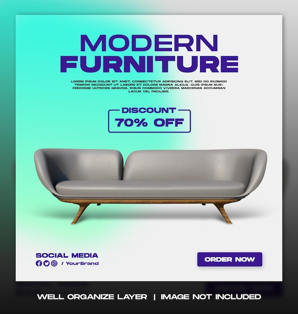 Furniture social media instagram post template promotion