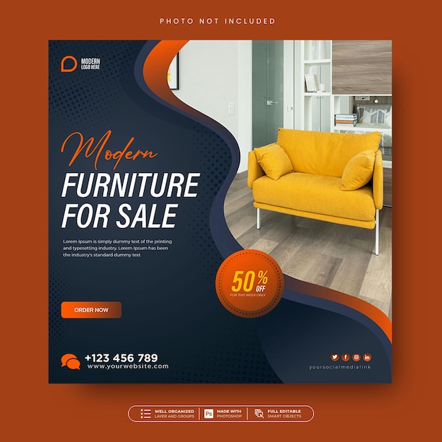 Furniture social media instagram post template