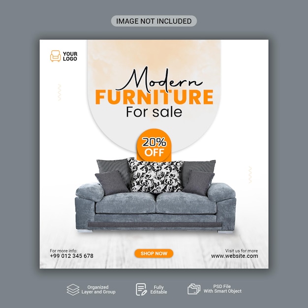 PSD furniture social media post free psd template design