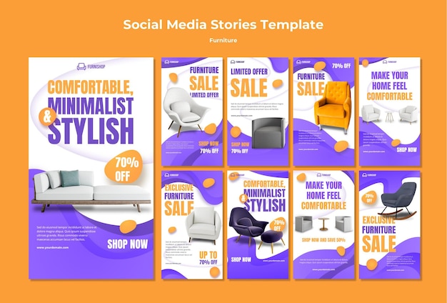 PSD furniture social media stories template