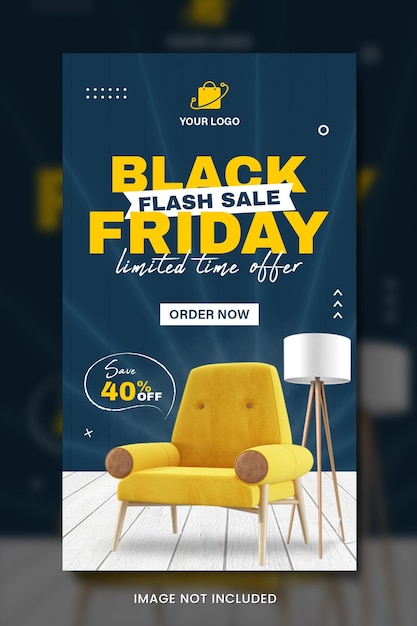 PSD furniture sofa black friday big sale social media banner