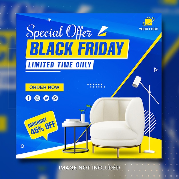 Furniture Sofa Black Friday Big Sale Social Media Banner