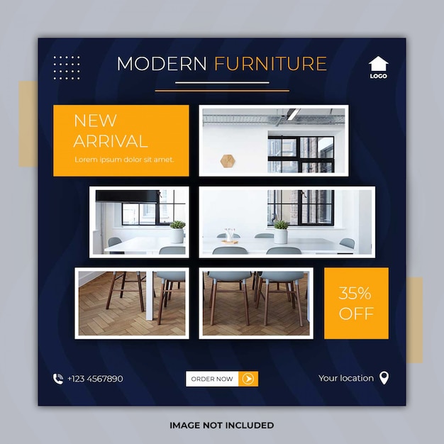 Furniture square banner template