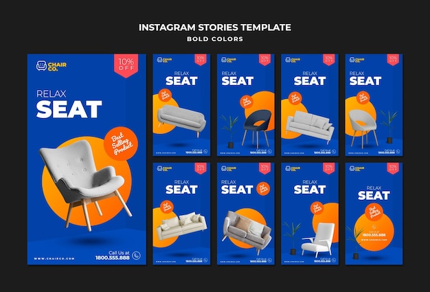 Furniture store instagram stories template