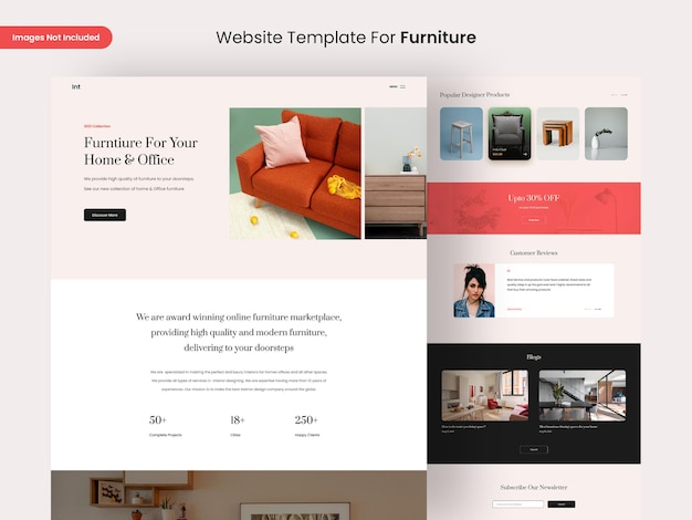 家具のウェブサイトのページのデザインテンプレート