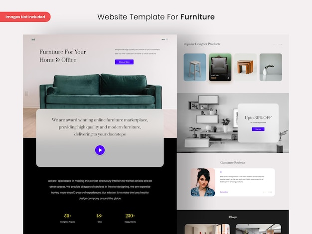 PSD 家具のウェブサイトのページのデザインテンプレート