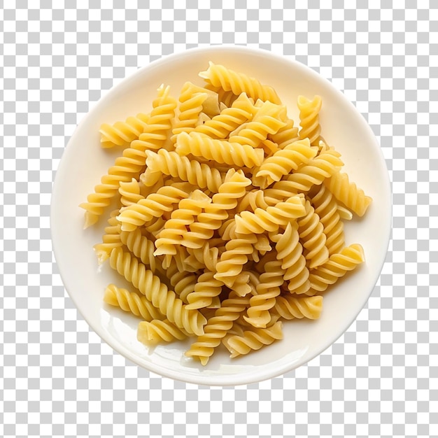 Fusilli pasta in a plate isolated on a transparent background