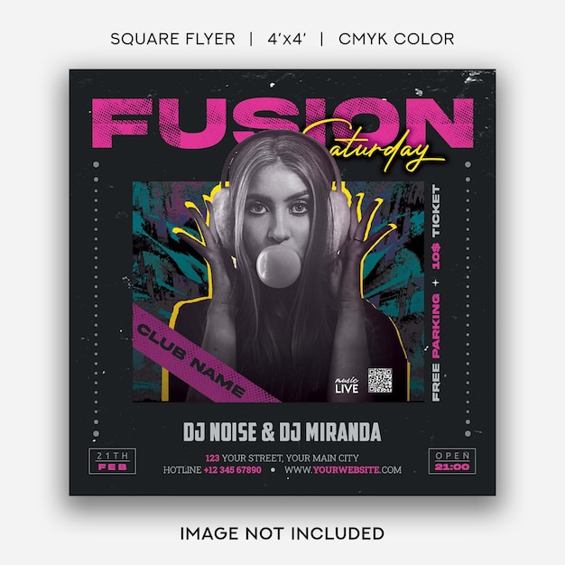 Fusion Party Night Club Flyer Teamplaat