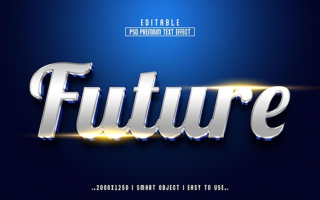 future 3d editable text effect psd with  premium background